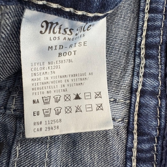 MISS ME Mid Rise Boot Women's 29 Faded Blue Boot Cut Jeans - Picture 12 of 16
